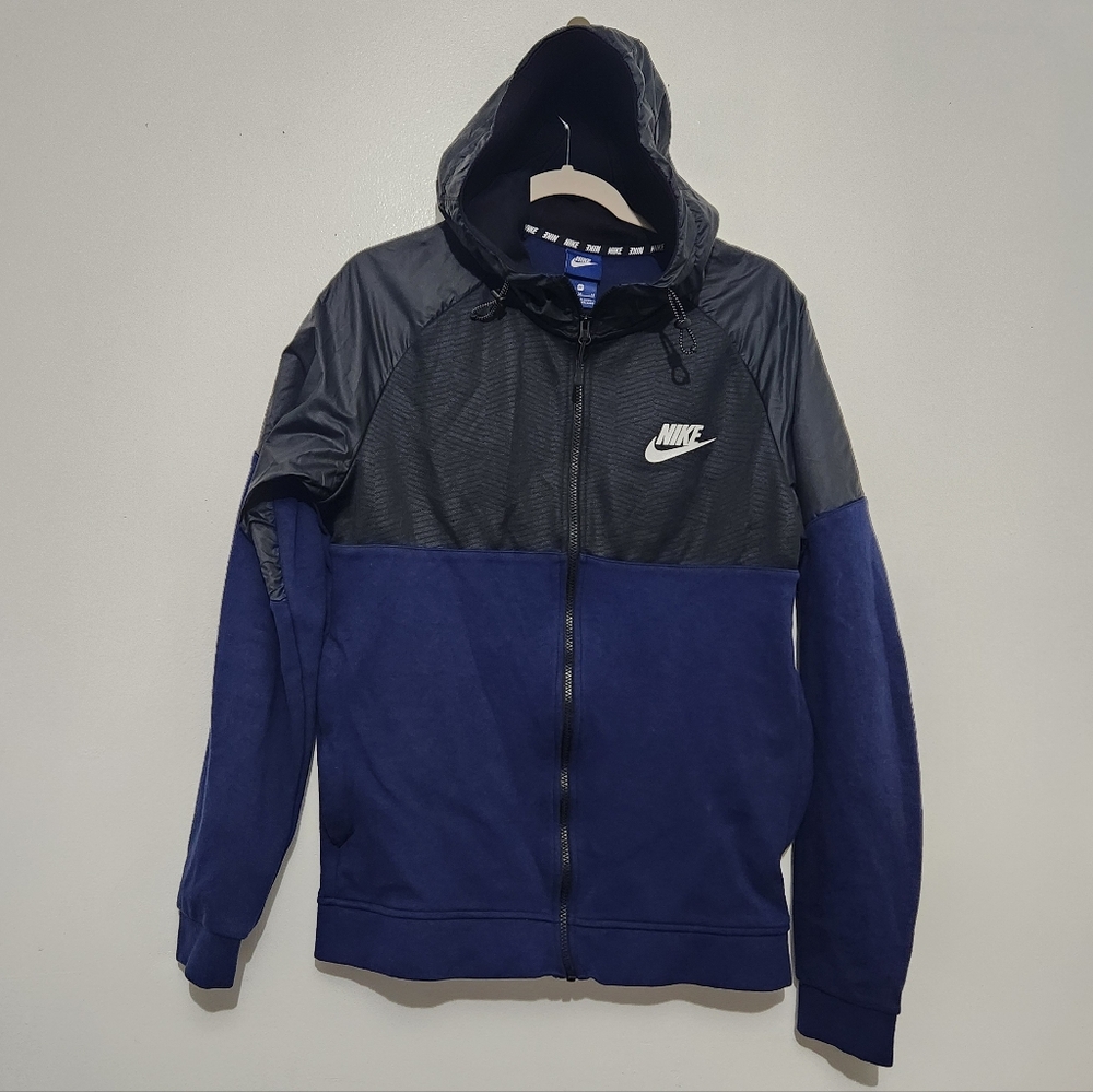 Nike Advance 15 Knit Hooded Jacket Blue Black Dolman Mens Medium 863773-429